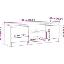 vidaXL - TV-meubel met legplank en 2 deuren - Zwart eiken - 102x30x36 cm