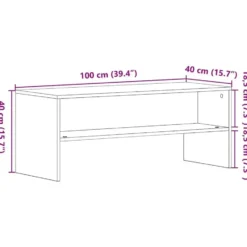 vidaXL - TV-meubel met legplank - Zwart eiken - Bewerkt hout - 100x40x40 cm