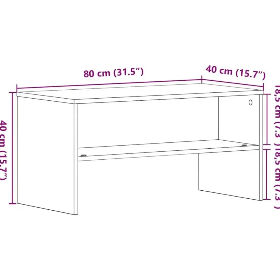 vidaXL - TV-meubel met legplank - Zwart eiken - Bewerkt hout - 80x40x40 cm