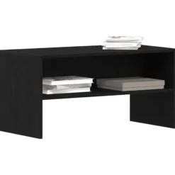 vidaXL - TV-meubel met legplank - Zwart eiken - Bewerkt hout - 80x40x40 cm