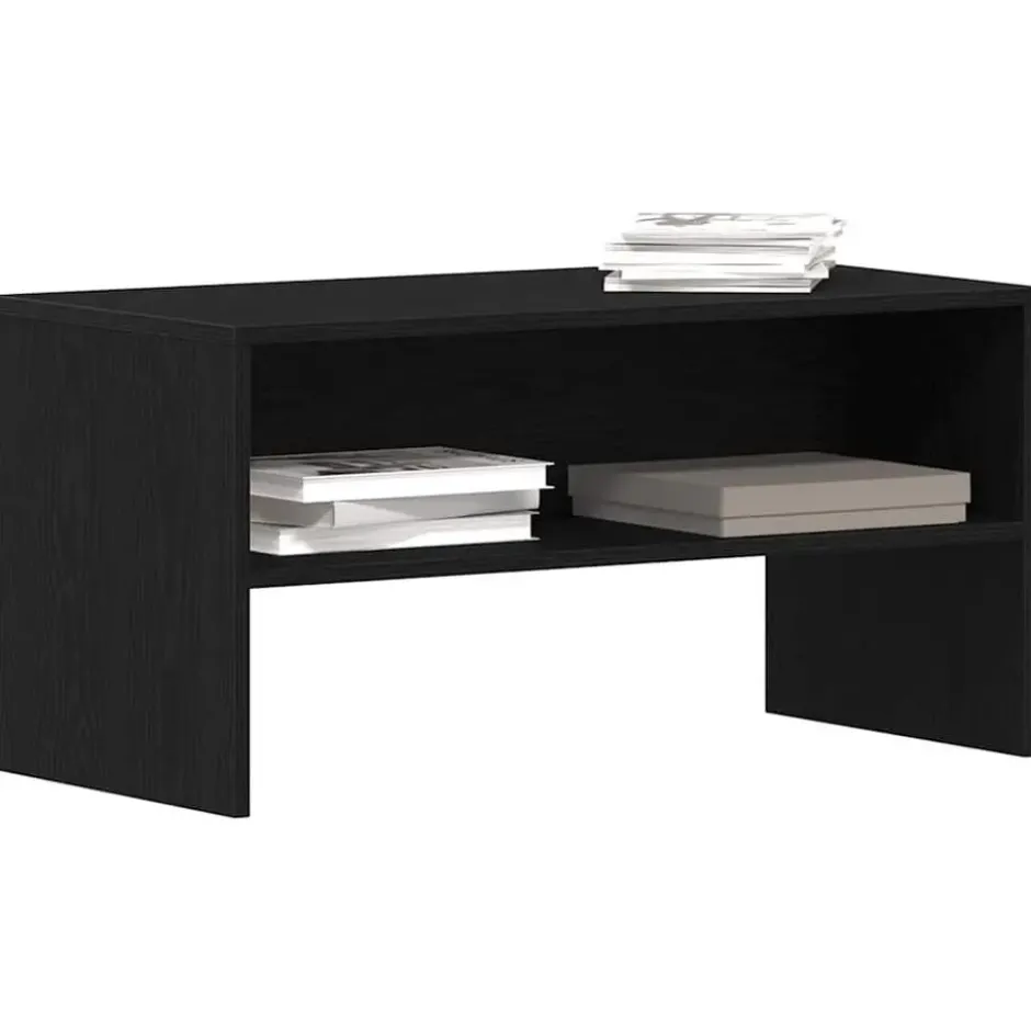 vidaXL - TV-meubel met legplank - Zwart eiken - Bewerkt hout - 80x40x40 cm
