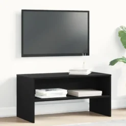 vidaXL - TV-meubel met legplank - Zwart eiken - Bewerkt hout - 80x40x40 cm