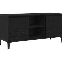 vidaXL - TV-meubel met 4 vakken 2 deuren - Zwart eiken - 102x35x50 cm