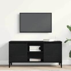 vidaXL - TV-meubel met 4 vakken 2 deuren - Zwart eiken - 102x35x50 cm