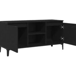 vidaXL - TV-meubel met 4 vakken 2 deuren - Zwart eiken - 102x35x50 cm