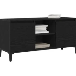vidaXL - TV-meubel met 4 vakken 2 deuren - Zwart eiken - 102x35x50 cm