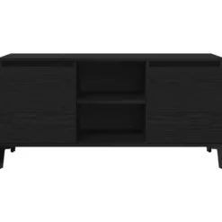 vidaXL - TV-meubel met 4 vakken 2 deuren - Zwart eiken - 102x35x50 cm