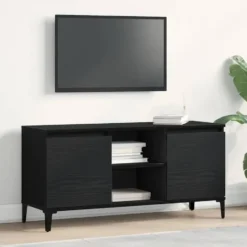 vidaXL - TV-meubel met 4 vakken 2 deuren - Zwart eiken - 102x35x50 cm