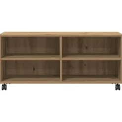 vidaXL - TV-meubel met 4 vakken en 4 wielen - Artisanaal eiken - 90x35x35 cm