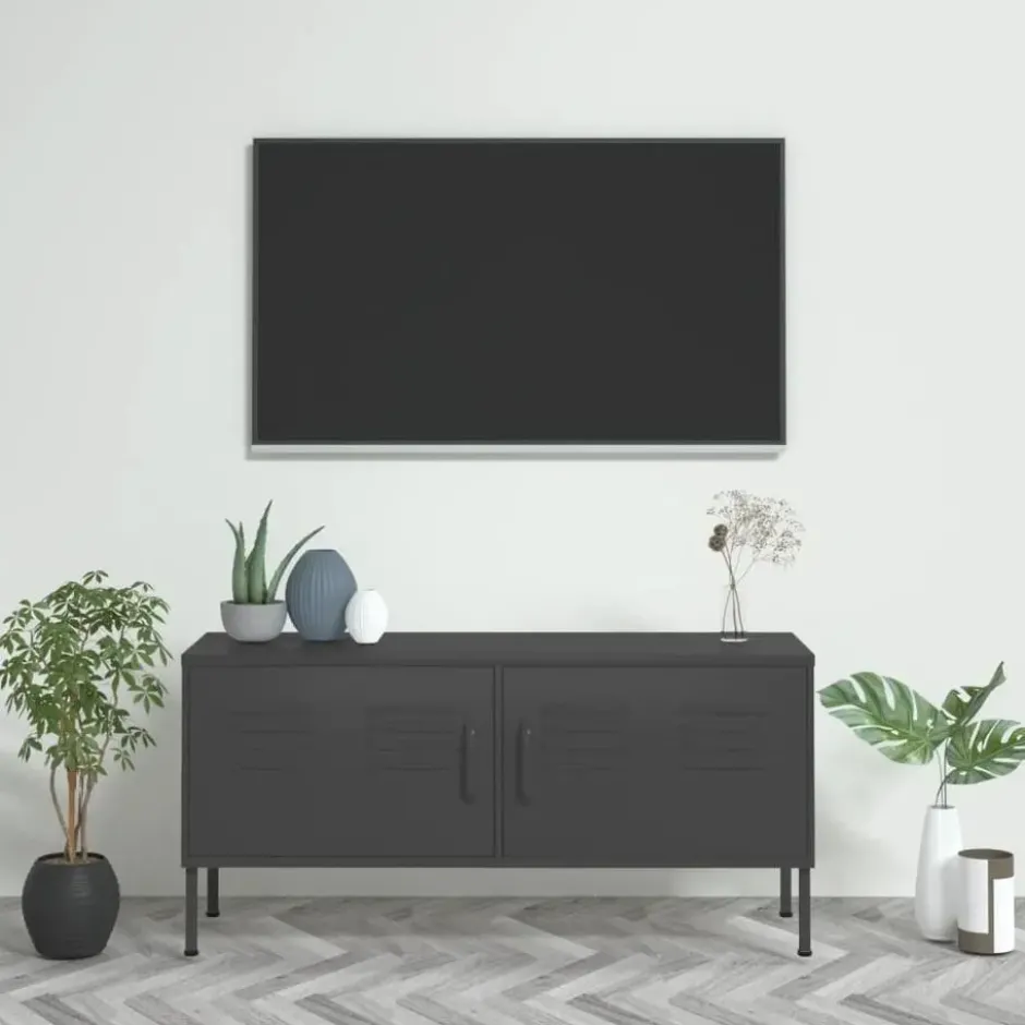 vidaXL - Tv-meubelset - Antraciet - Staal