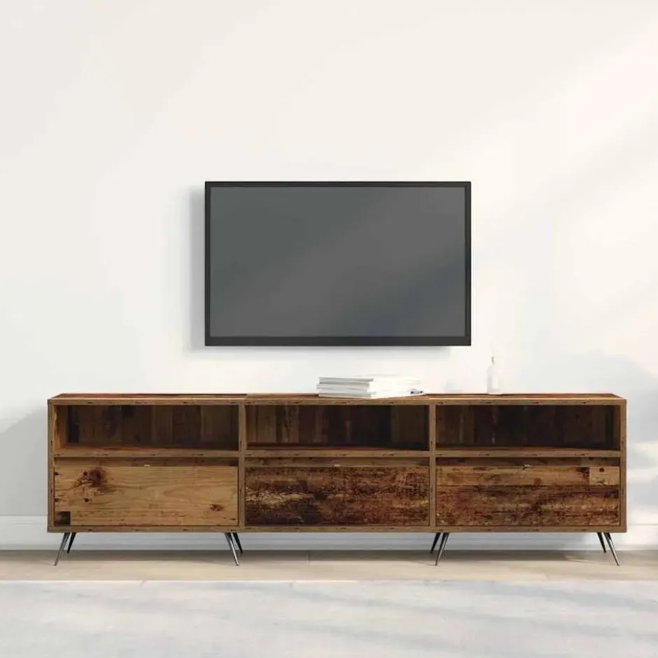 vidaXL - TV-meubel 3 vakken 3 deuren - Oud hout - Hout - 150x30x44.5 cm