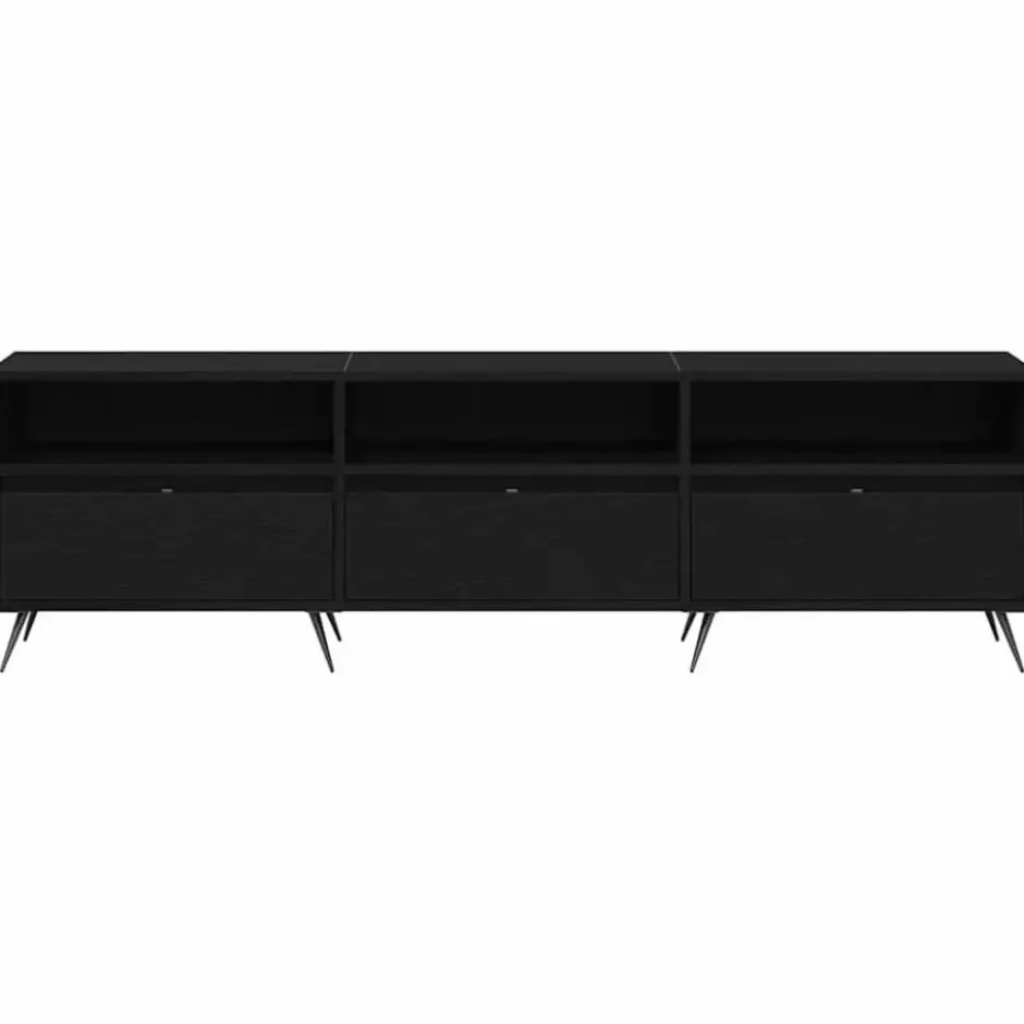 vidaXL - TV-meubel 3 vakken 3 deuren - Zwart eiken - Hout - 150x30x44.5 cm