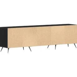 vidaXL - TV-meubel 3 vakken 3 deuren - Zwart eiken - Hout - 150x30x44.5 cm