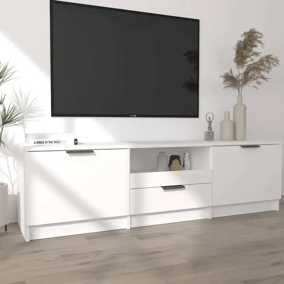 vidaXL - Tv-meubel - Wit - Bewerkt hout
