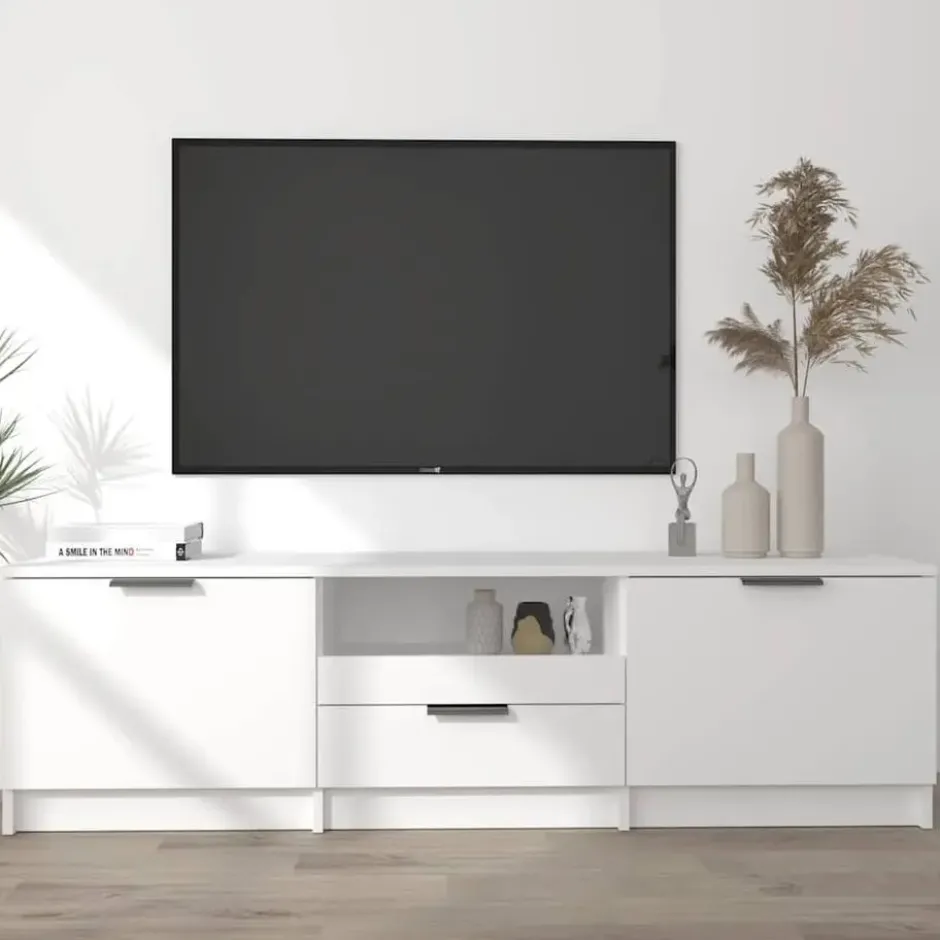 vidaXL - Tv-meubel - Wit - Bewerkt hout