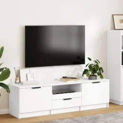 vidaXL - Tv-meubel - Wit - Bewerkt hout
