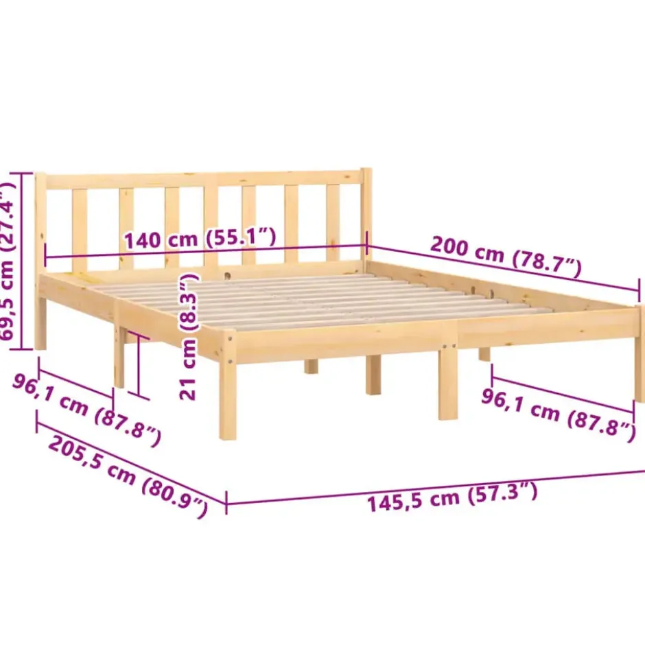 vidaXL - Tweepersoonsbedden - Bruin - Grenenhout - 140 x 200 cm