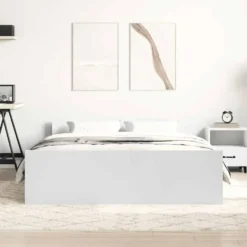 vidaXL - Tweepersoonsbed met hoofd- en voeteneinde - Wit - Hout - 120x200 cm