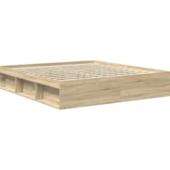 vidaXL - Tweepersoonsbed met opbergruimte - Sonoma eikenkleurig - 180x200 cm