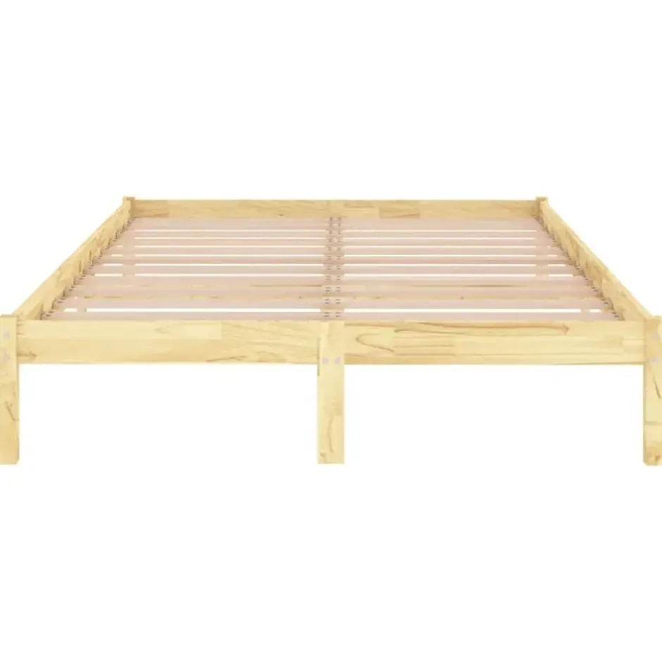 vidaXL - Tweepersoonsbed - Naturel - Massief hout - 180x200 cm