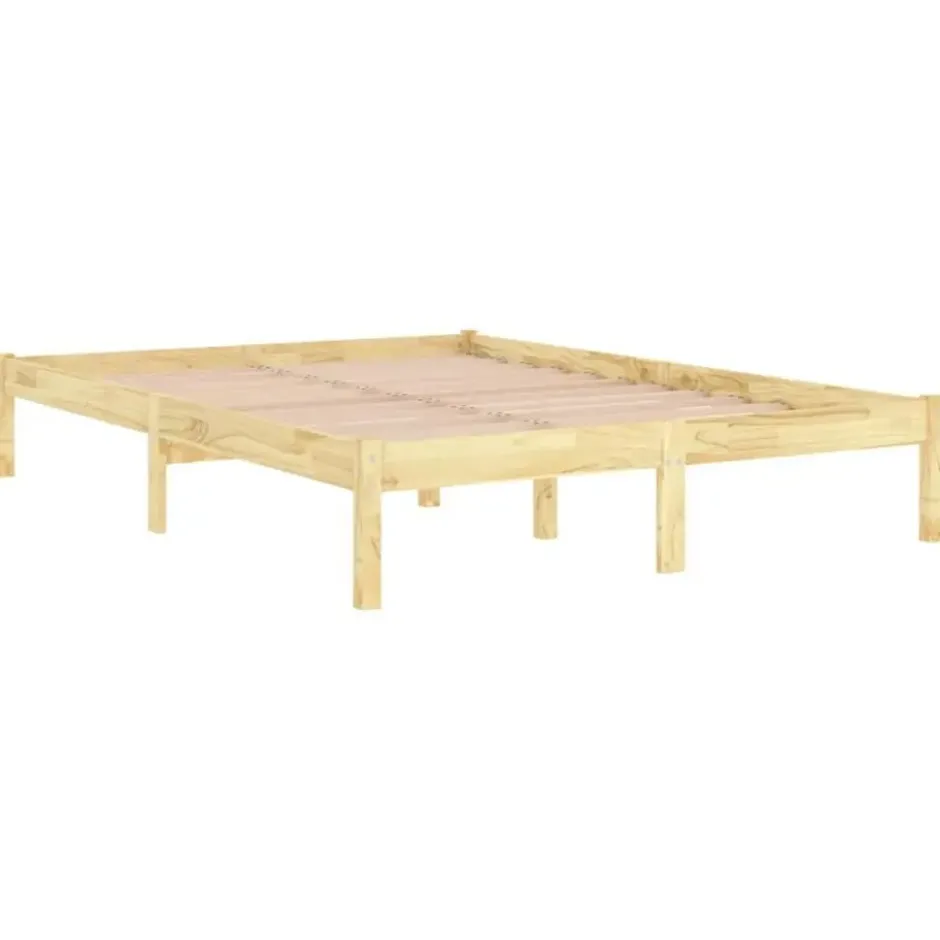 vidaXL - Tweepersoonsbed - Naturel - Massief hout - 180x200 cm