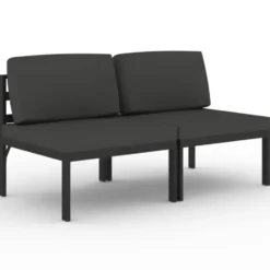 vidaXL - Tweezitsbank - Antraciet - Aluminium