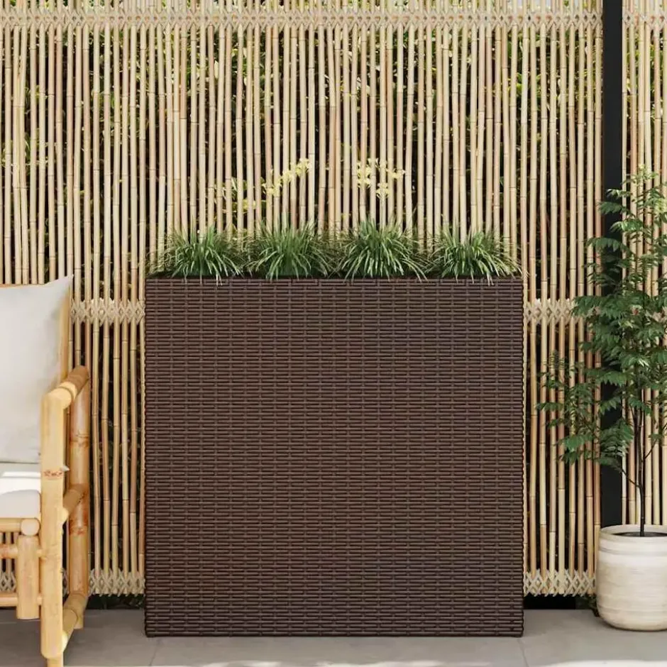vidaXL - Verhoogde Plantenbak - Bruin - Poly rattan