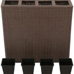 vidaXL - Verhoogde Plantenbak - Bruin - Poly rattan
