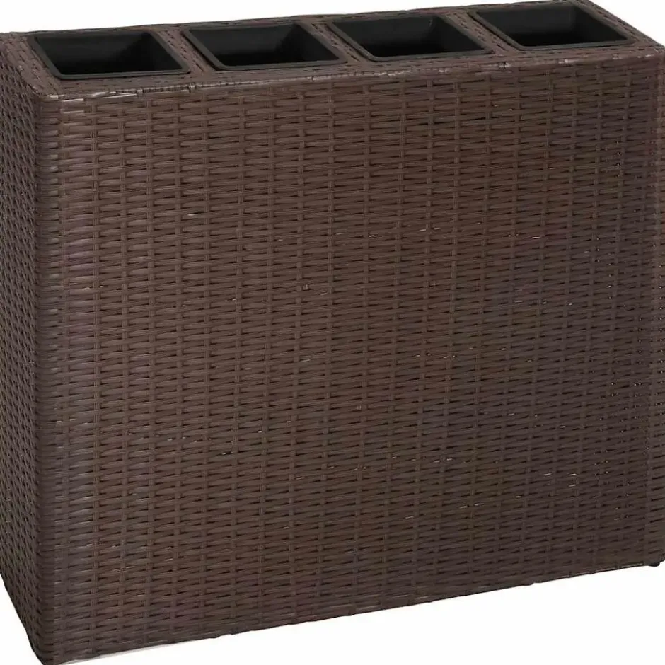 vidaXL - Verhoogde Plantenbak - Bruin - Poly rattan