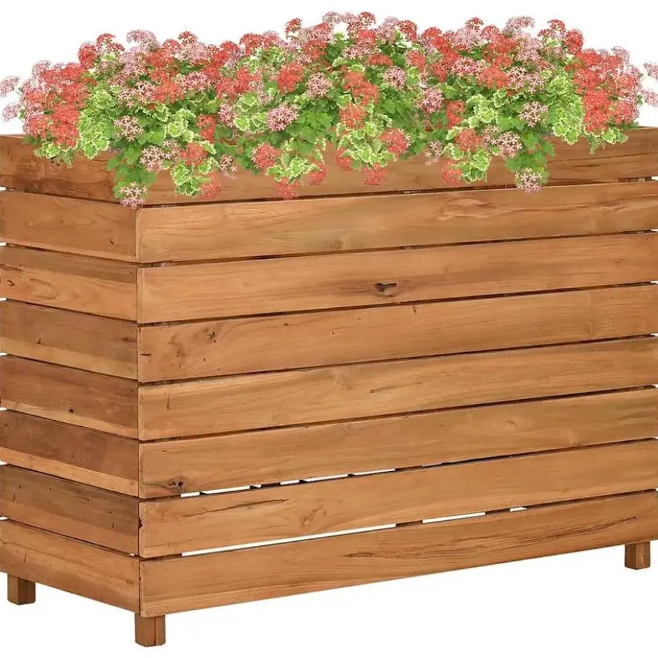 vidaXL - Verhoogde Plantenbak - Bruin - Teakhout - 100 x 40 x 72 cm