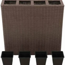 vidaXL - Verhoogde Plantenbak - Bruin - Poly rattan