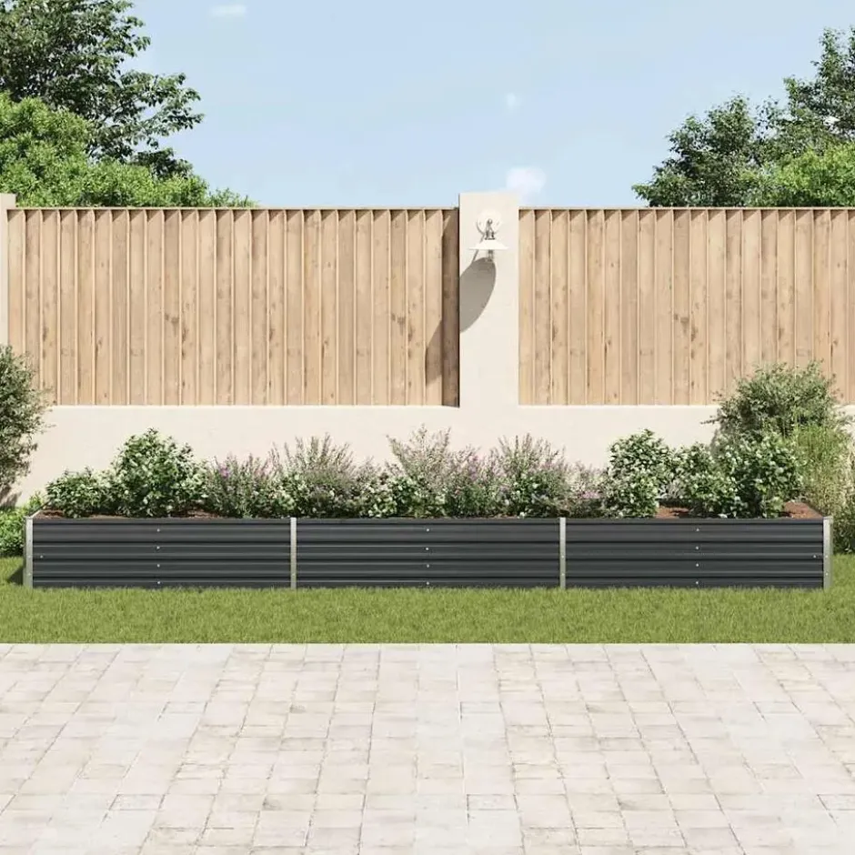 vidaXL - Verhoogde Tuinbak - Antraciet - Staal