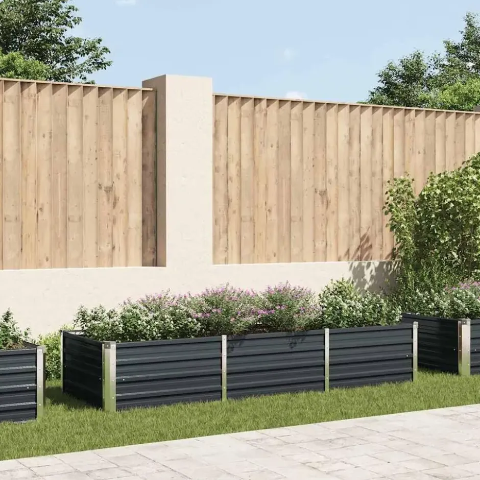 vidaXL - Verhoogde Tuinbak - Antraciet - Staal