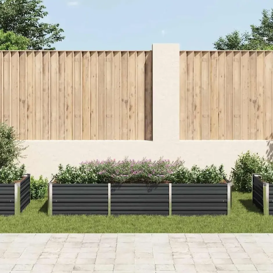 vidaXL - Verhoogde Tuinbak - Antraciet - Staal