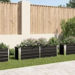 vidaXL - Verhoogde Tuinbak - Antraciet - Staal