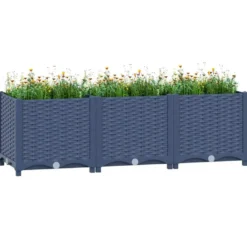 vidaXL - Verhoogde Tuinbak - Grijs - Polypropyleen