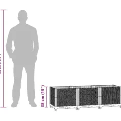 vidaXL - Verhoogde Tuinbak - Grijs - Polypropyleen