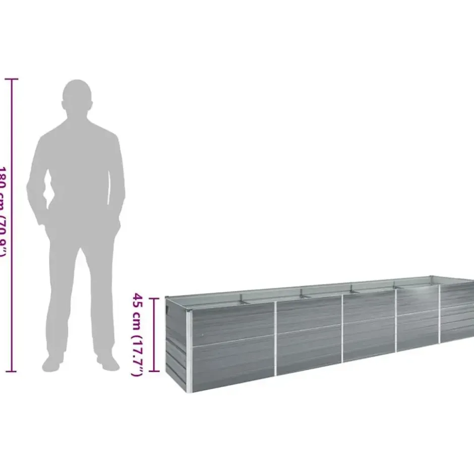 vidaXL - Verhoogde Tuinbak - Grijs - Staal