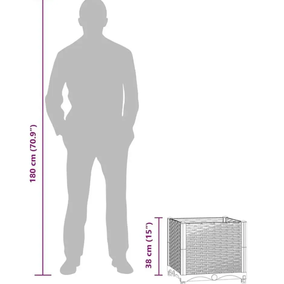 vidaXL - Verhoogde Tuinbak - Grijs - Polypropyleen