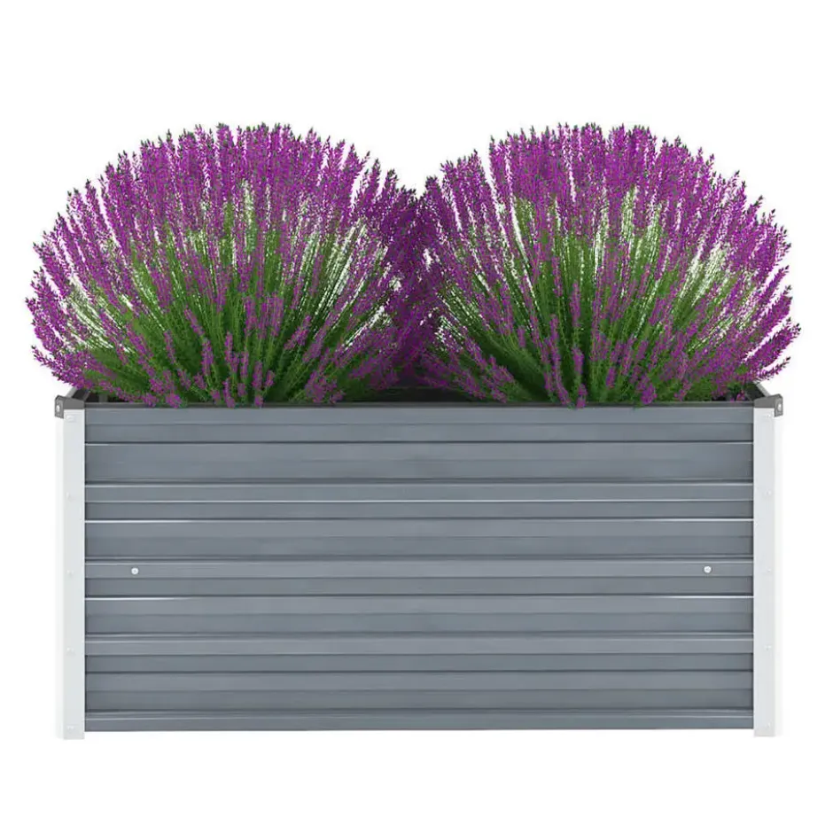 vidaXL - Verhoogde Tuinbak - Grijs - Staal