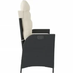 vidaXL - Verstelbare loungebank met crème kussens - Zwart rattan - 104x59x93 cm
