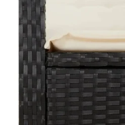 vidaXL - Verstelbare loungebank met crème kussens - Zwart rattan - 104x59x93 cm
