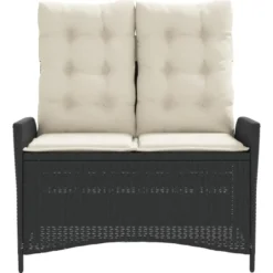 vidaXL - Verstelbare loungebank met crème kussens - Zwart rattan - 104x59x93 cm