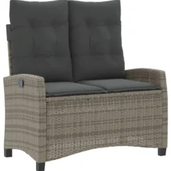 vidaXL - Verstelbare loungebank met kussens - Grijs - Poly rattan - 105x66x93 cm