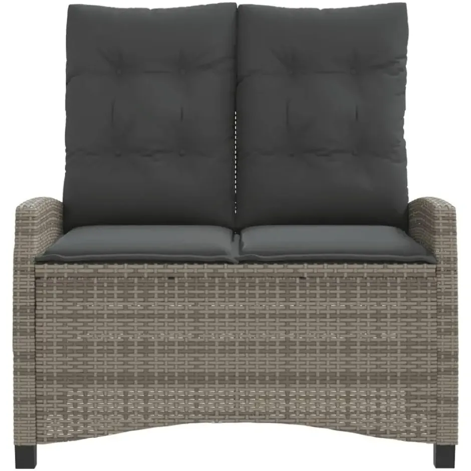 vidaXL - Verstelbare loungebank met kussens - Grijs - Poly rattan - 105x66x93 cm