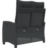 vidaXL - Verstelbare loungebank met kussens - Zwart - Poly rattan - 105x66x93 cm