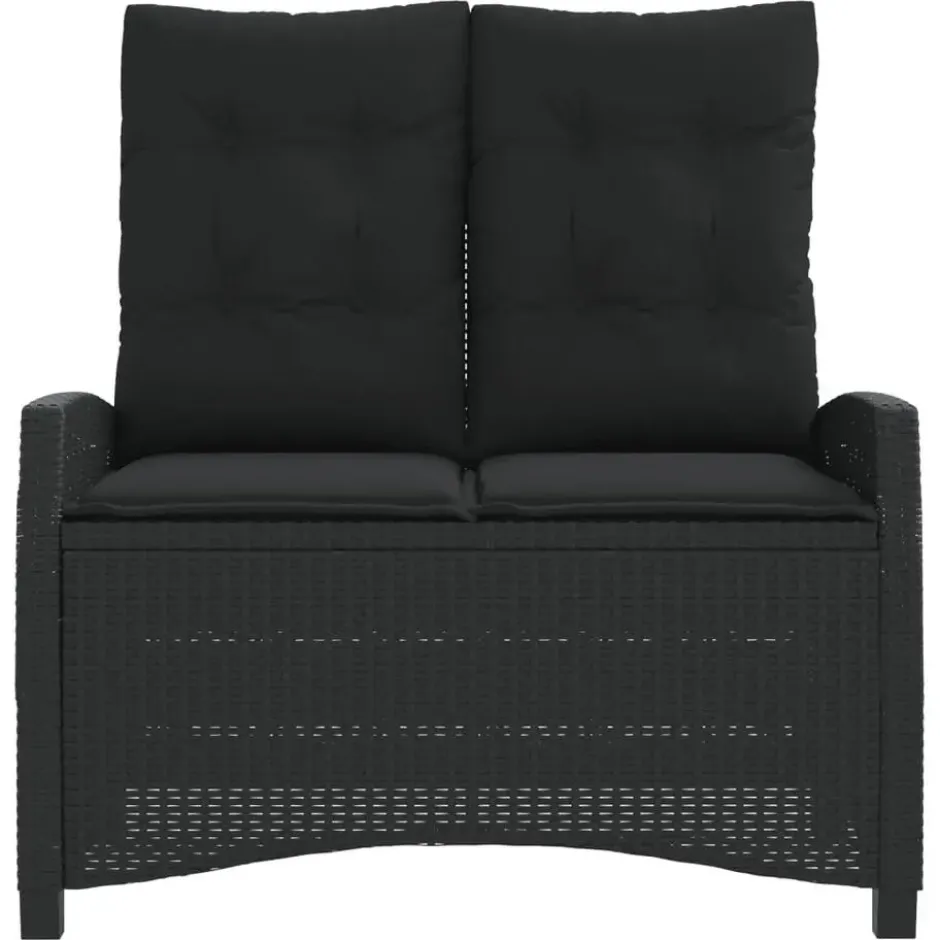 vidaXL - Verstelbare loungebank met kussens - Zwart - Poly rattan - 105x66x93 cm