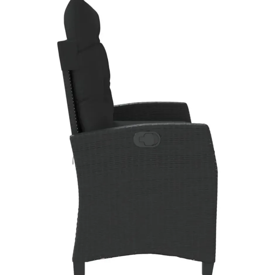 vidaXL - Verstelbare loungebank met kussens - Zwart - Poly rattan - 105x66x93 cm
