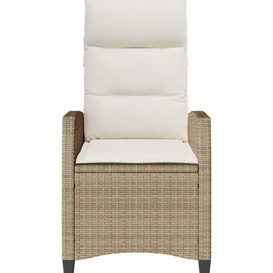 vidaXL - Verstelbare tuinstoel met bijzettafel - Beige - Poly rattan