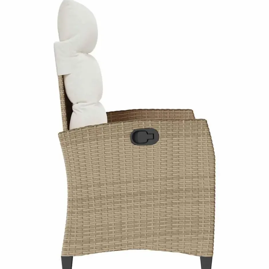 vidaXL - Verstelbare tuinstoel met bijzettafel - Beige - Poly rattan